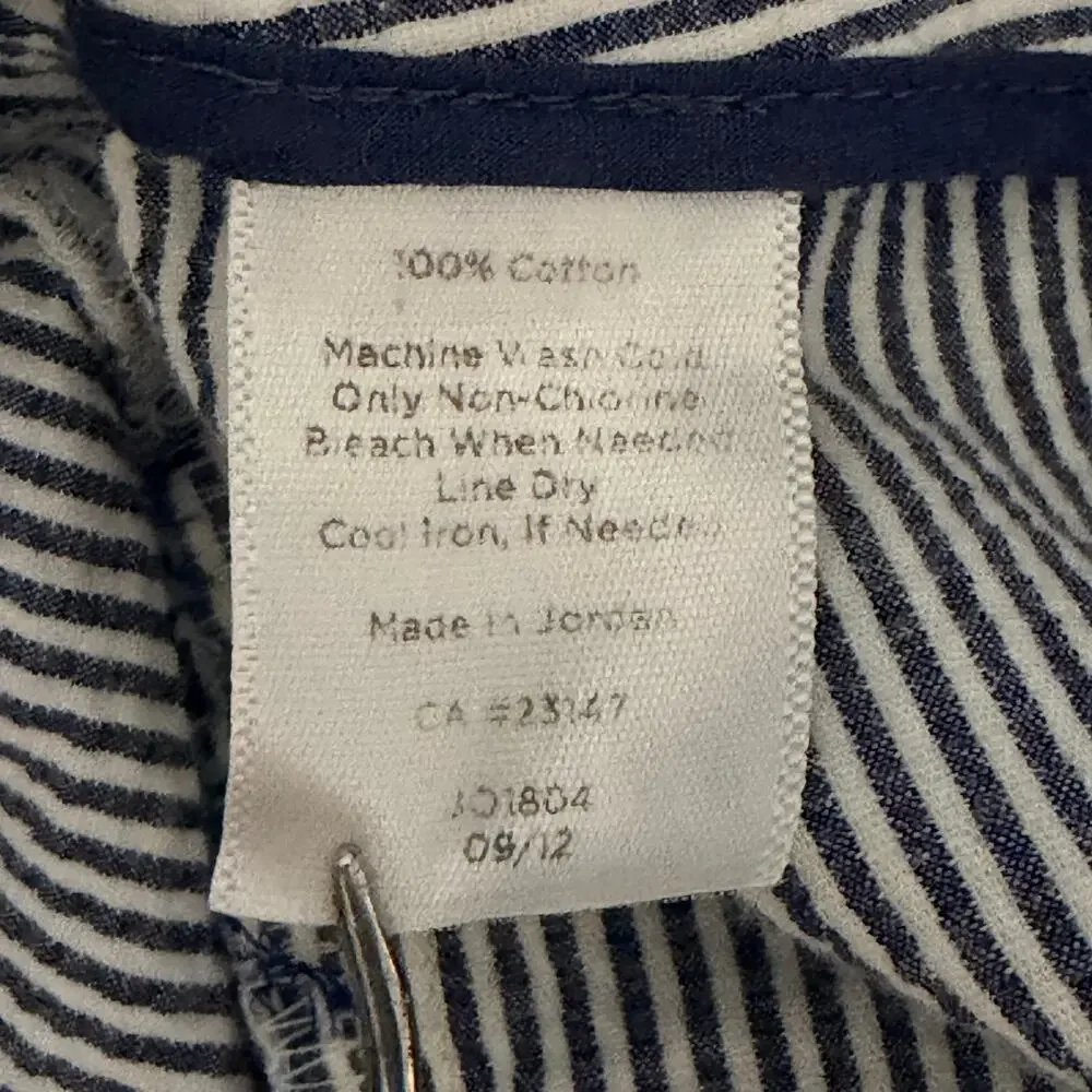 Talbots Signature Striped Seersucker Crop Capri Pants Blue White 16W PETITE